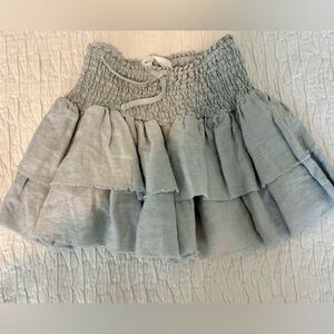 Zara Girls Smocked Waist Light Blue Linen Skirt Size 8